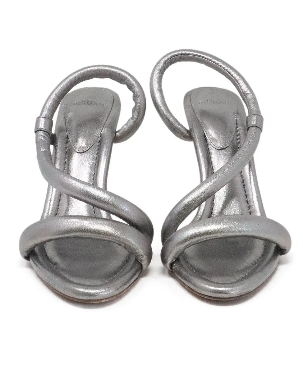 Alexandre Birman Silver Leather Heels sz 8