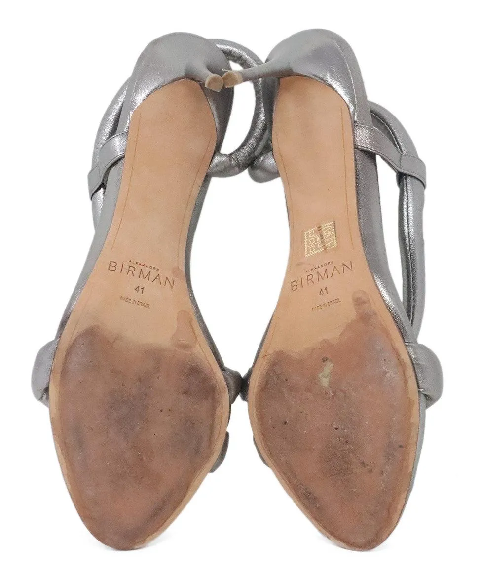 Alexandre Birman Silver Leather Heels sz 8