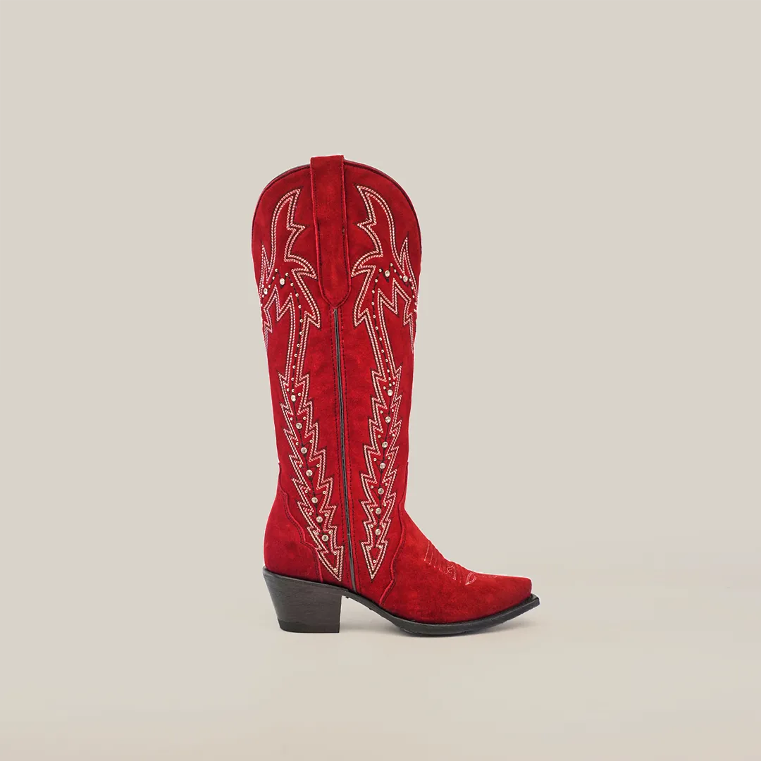 Amara Red Suade - Tall Shaft - Snip Toe