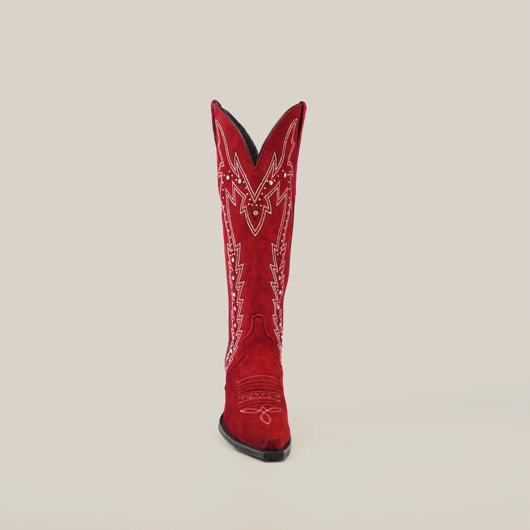 Amara Red Suade - Tall Shaft - Snip Toe