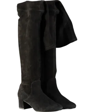 & Other Stories Black Suede Knee High Boots UK 4 EU 37 