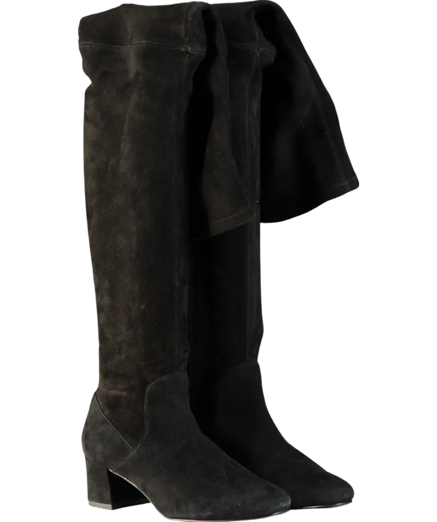 & Other Stories Black Suede Knee High Boots UK 4 EU 37 