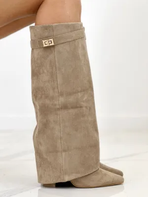 ARABELLA - Khaki Suede Boots