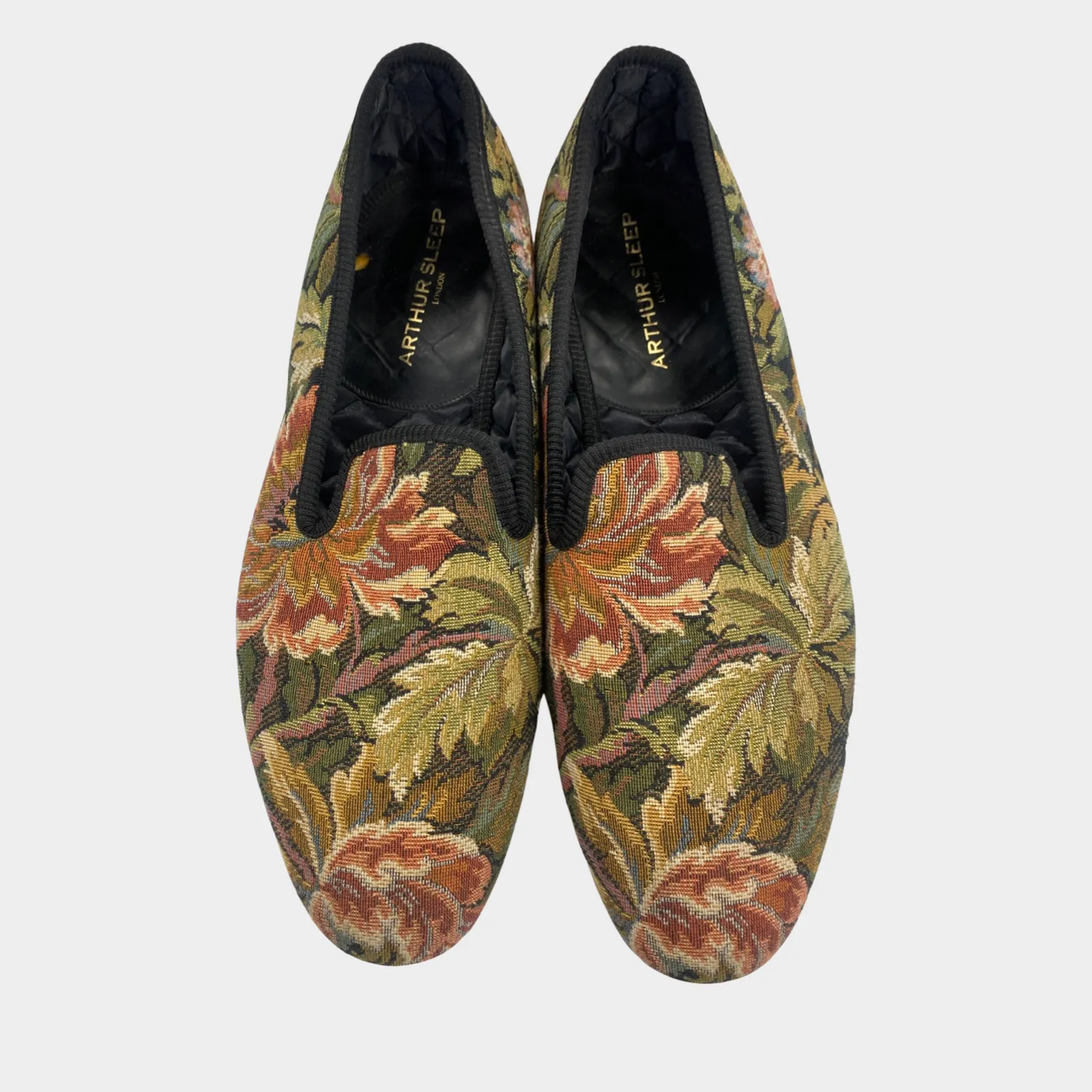 Arthur Sleep men's floral embroidered canvas loafers