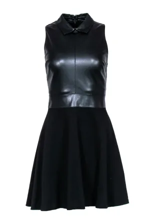 Bailey 44 - Black Faux Leather Bodice Dress Sz M