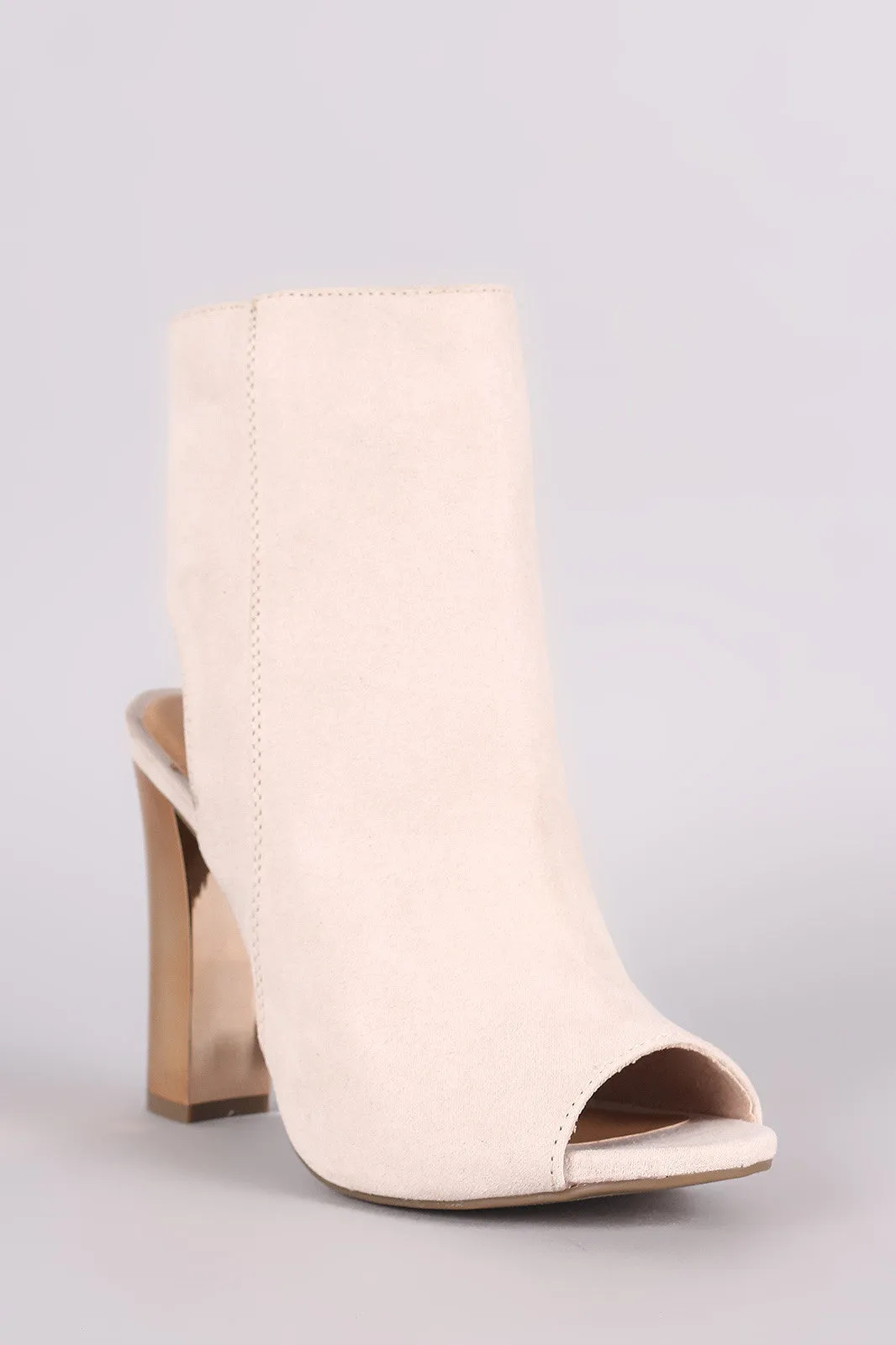Bamboo Suede Chunky Metallic Heeled Ankle Boots