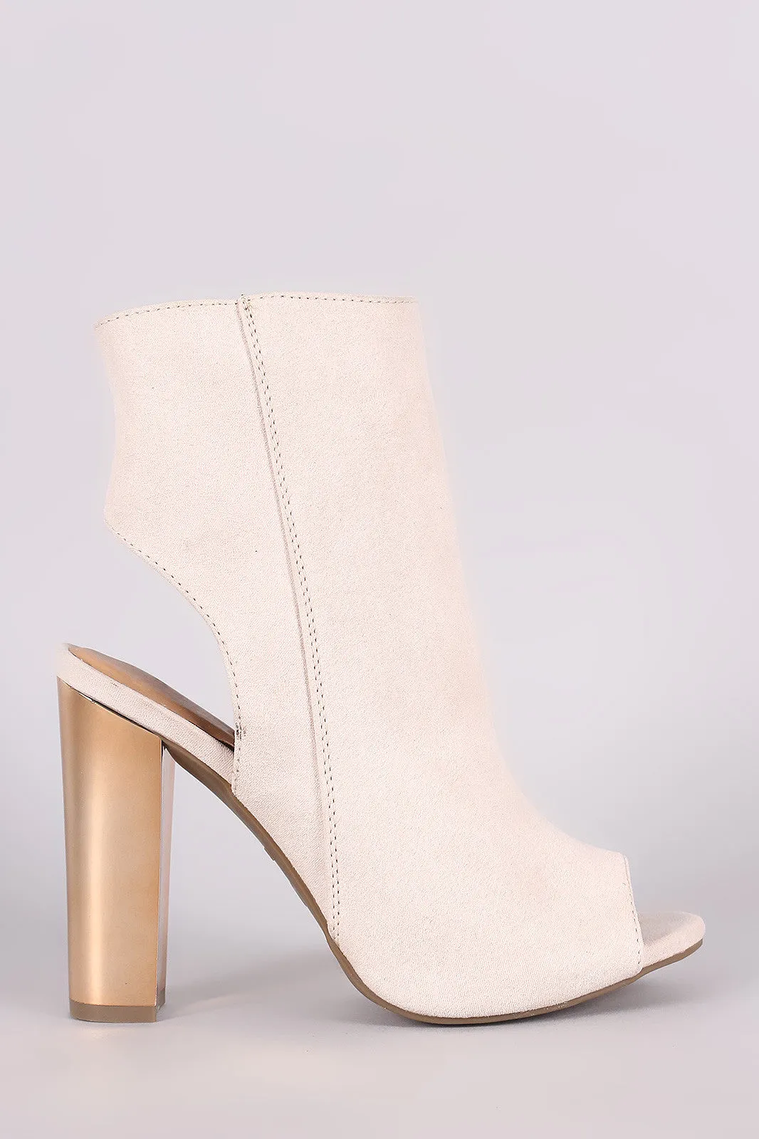 Bamboo Suede Chunky Metallic Heeled Ankle Boots
