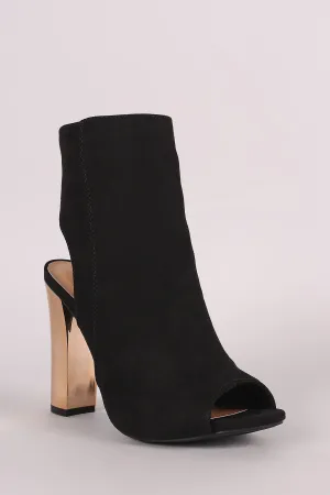 Bamboo Suede Chunky Metallic Heeled Ankle Boots