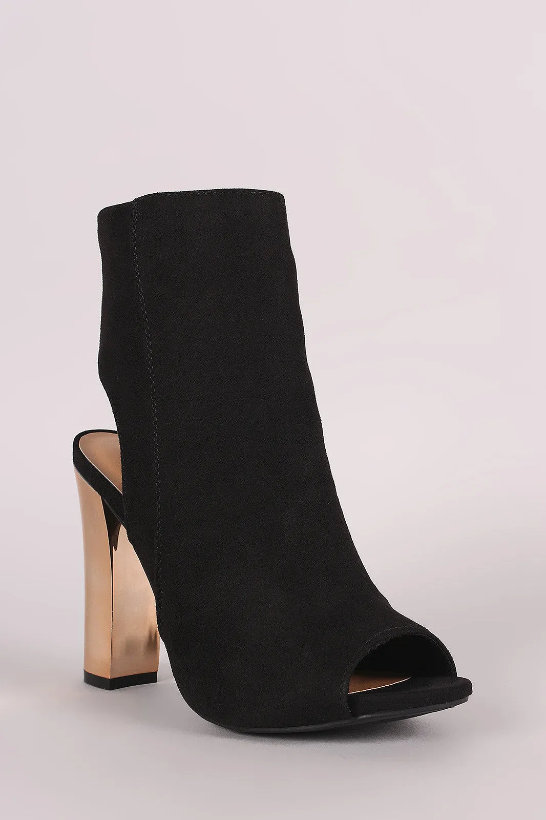 Bamboo Suede Chunky Metallic Heeled Ankle Boots