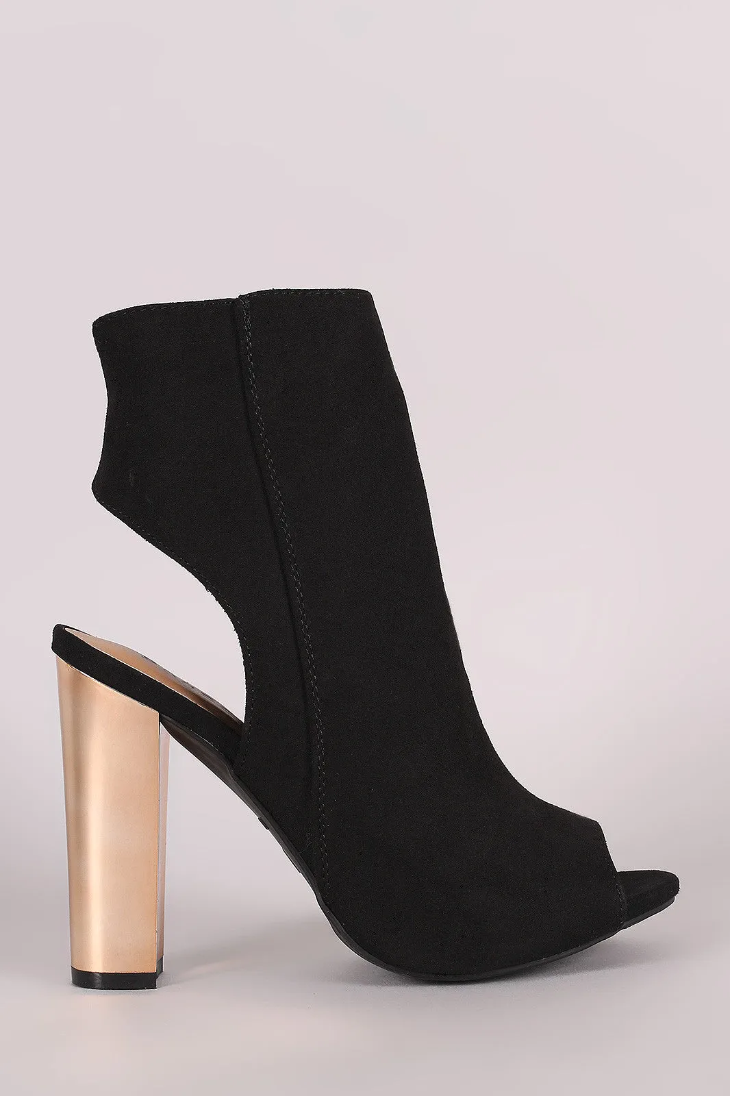 Bamboo Suede Chunky Metallic Heeled Ankle Boots