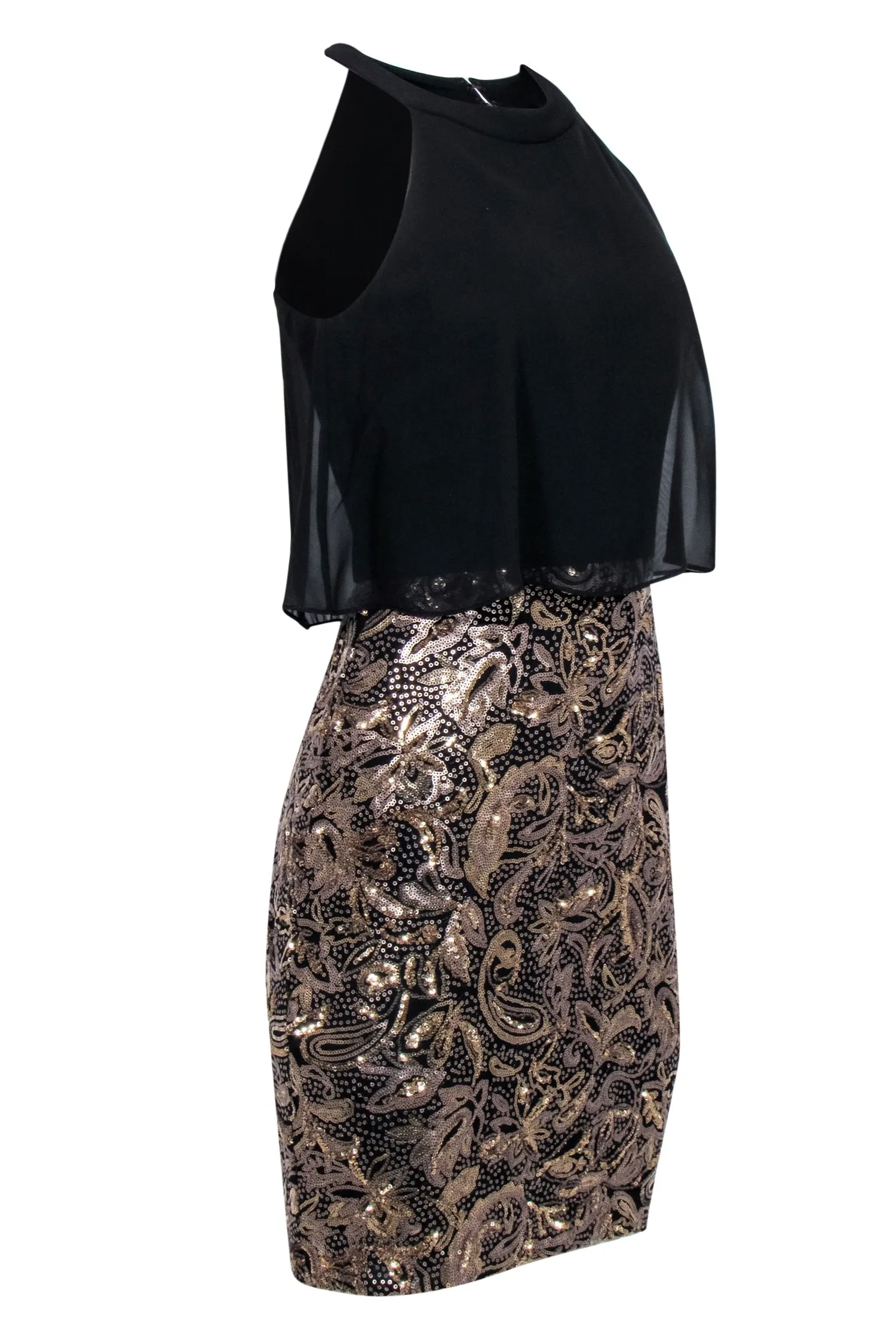 Betsy & Adam - Black & Gold Sequin Skirt Dress Sz 6