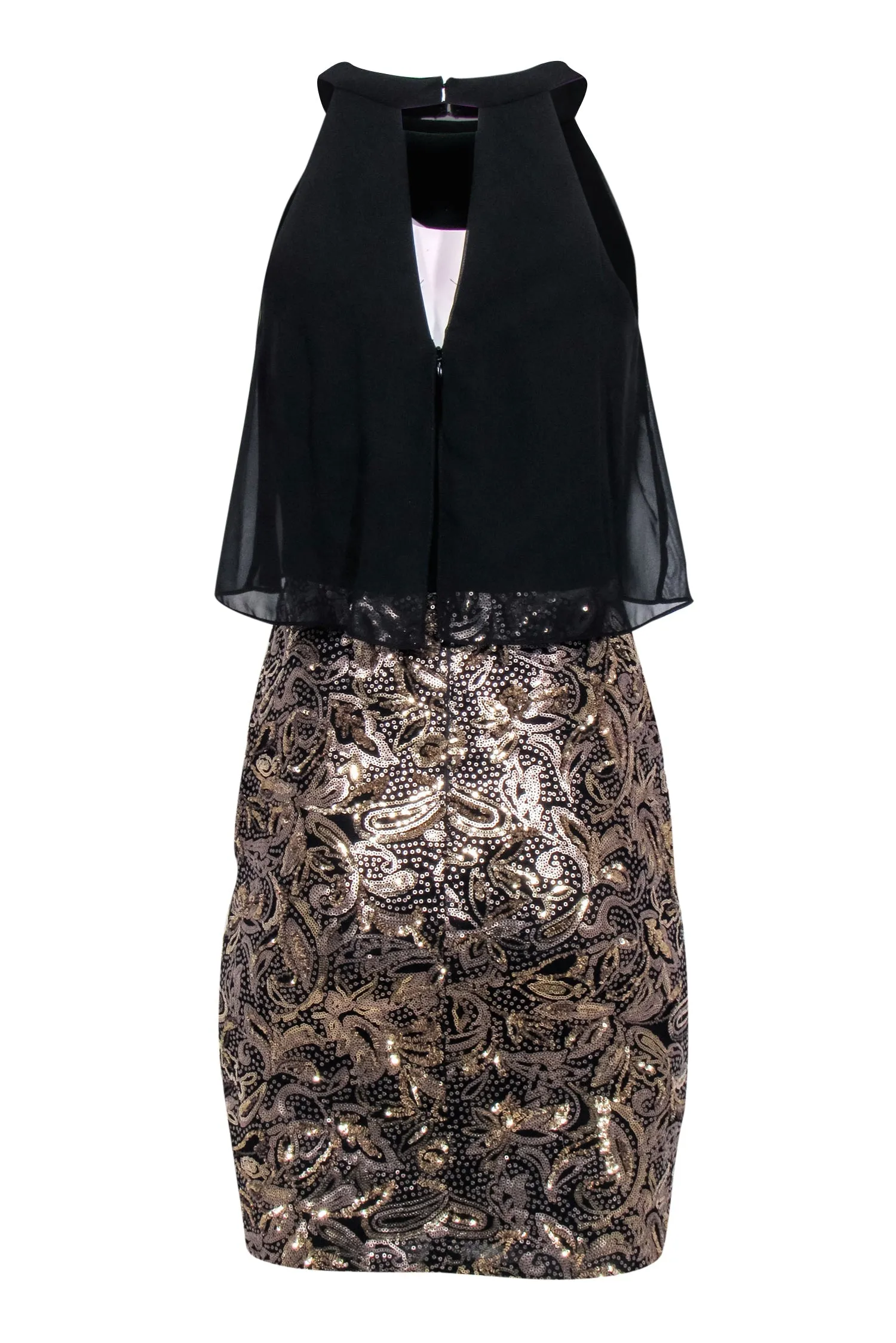 Betsy & Adam - Black & Gold Sequin Skirt Dress Sz 6