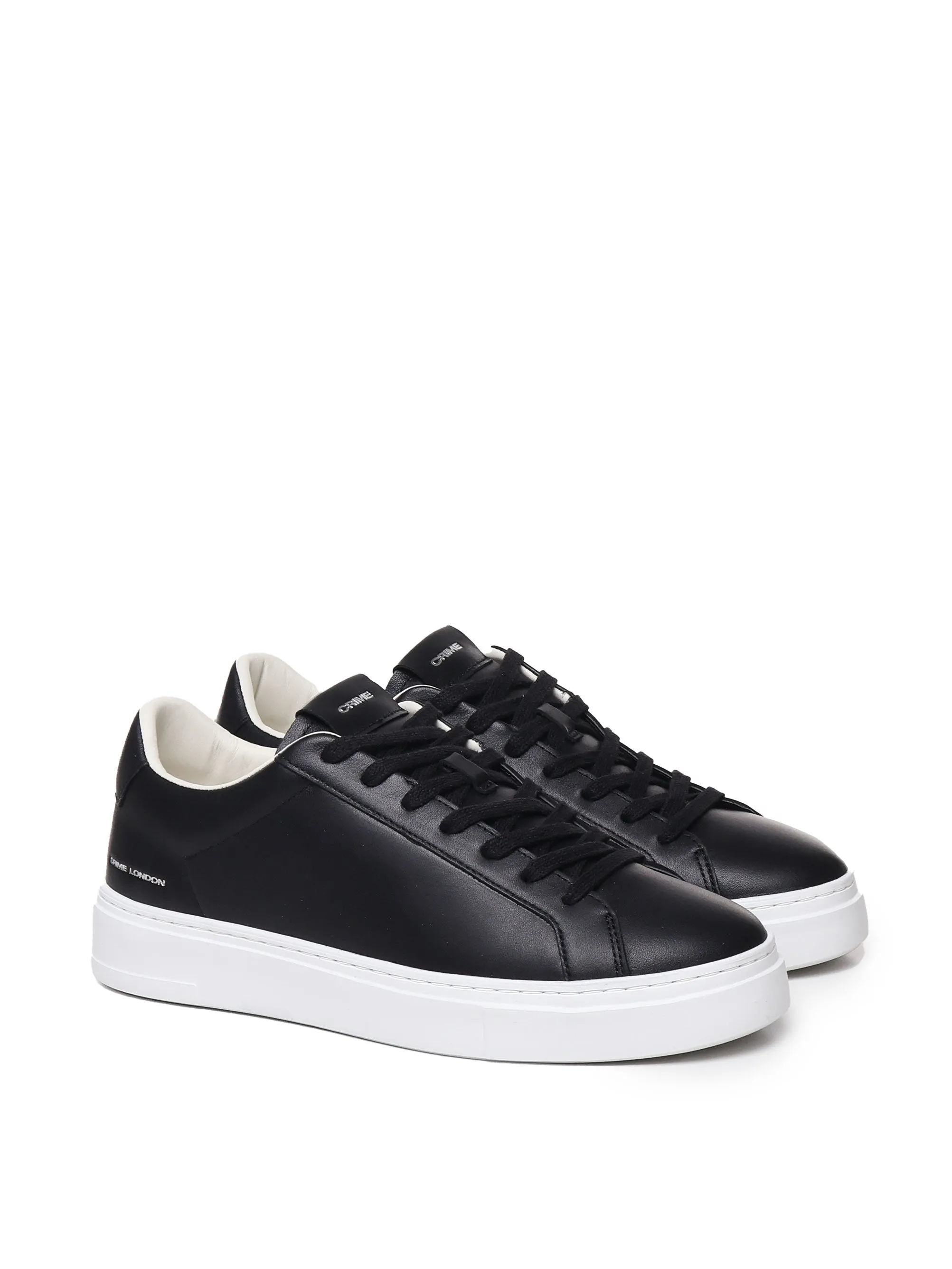 Black Leather Sneakers with Rubber Sole