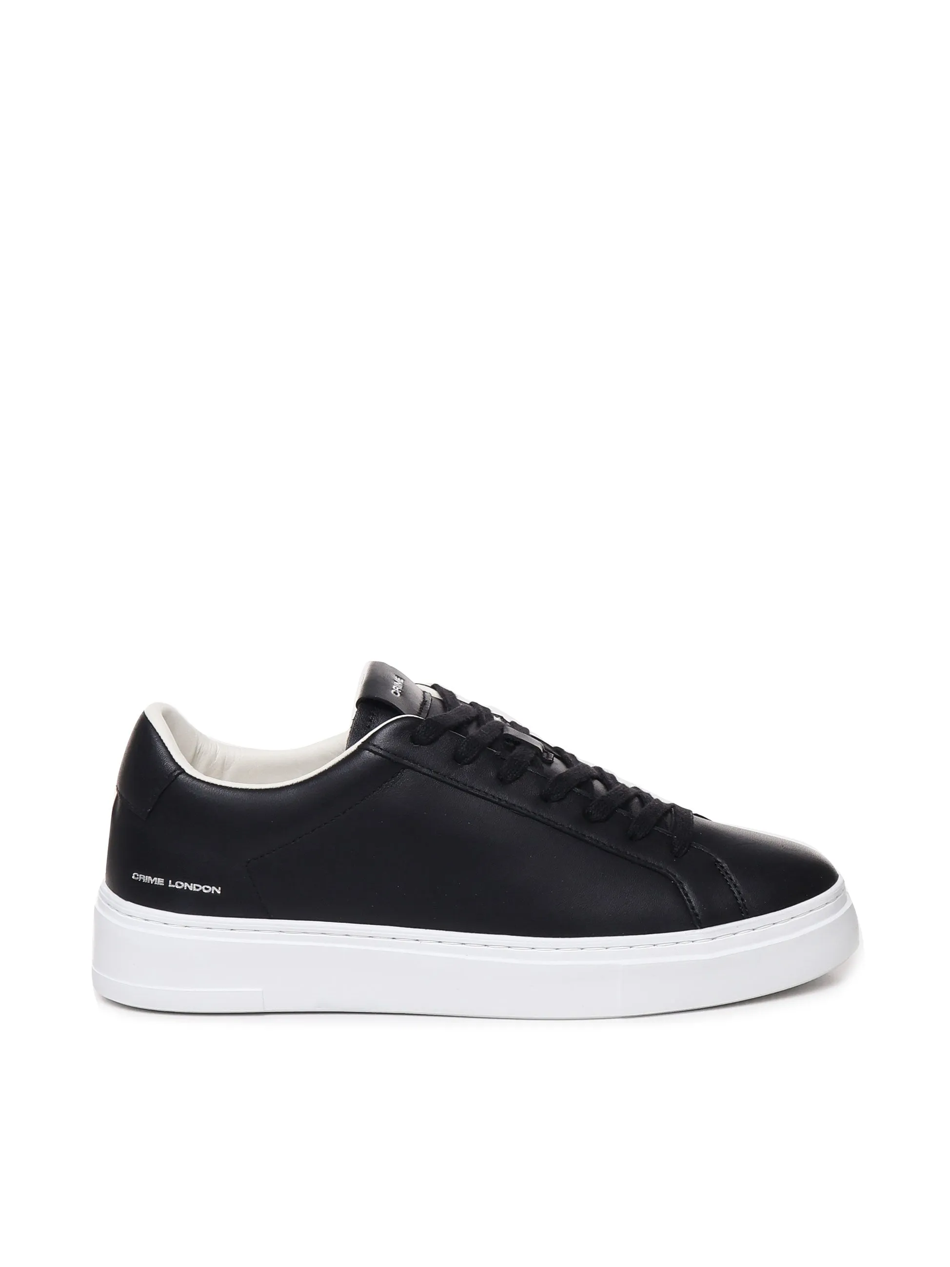 Black Leather Sneakers with Rubber Sole