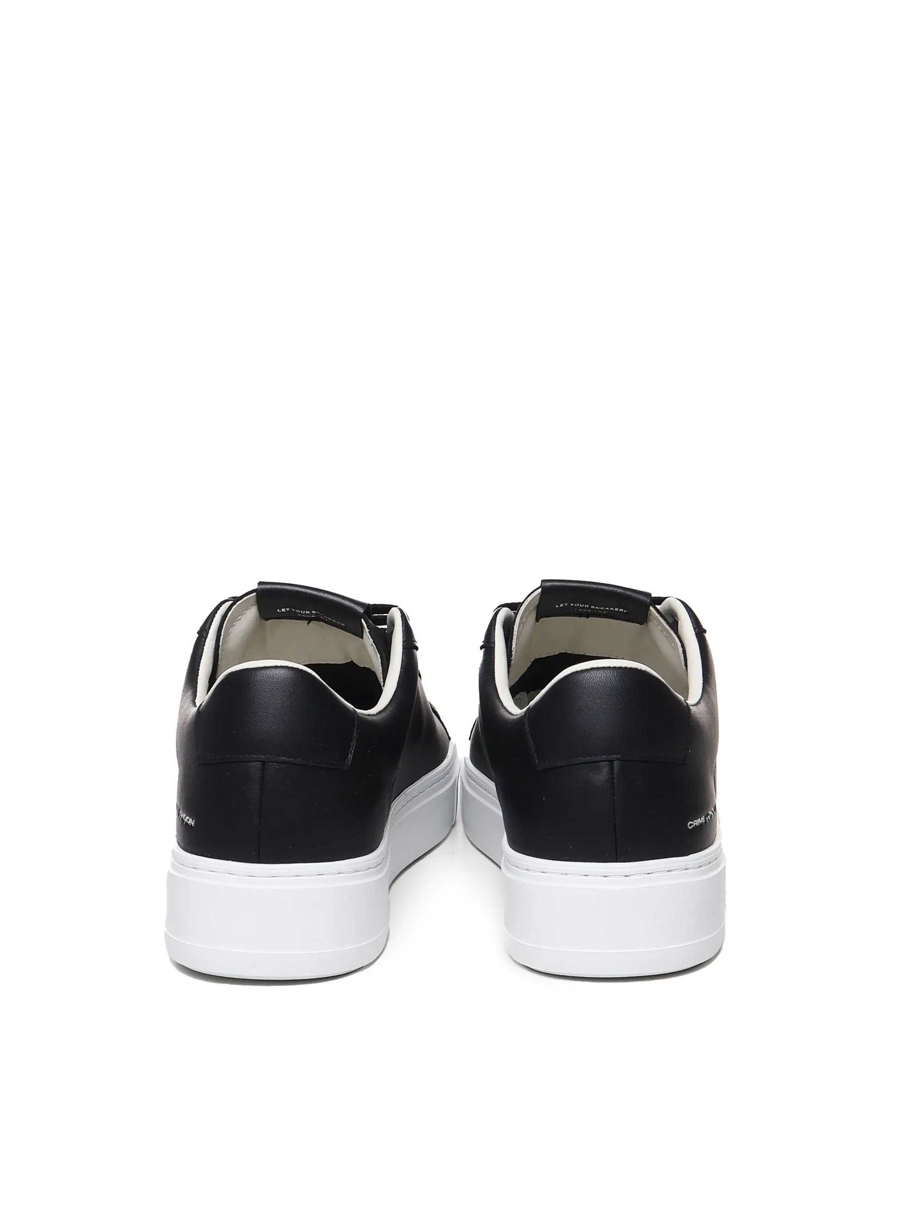 Black Leather Sneakers with Rubber Sole