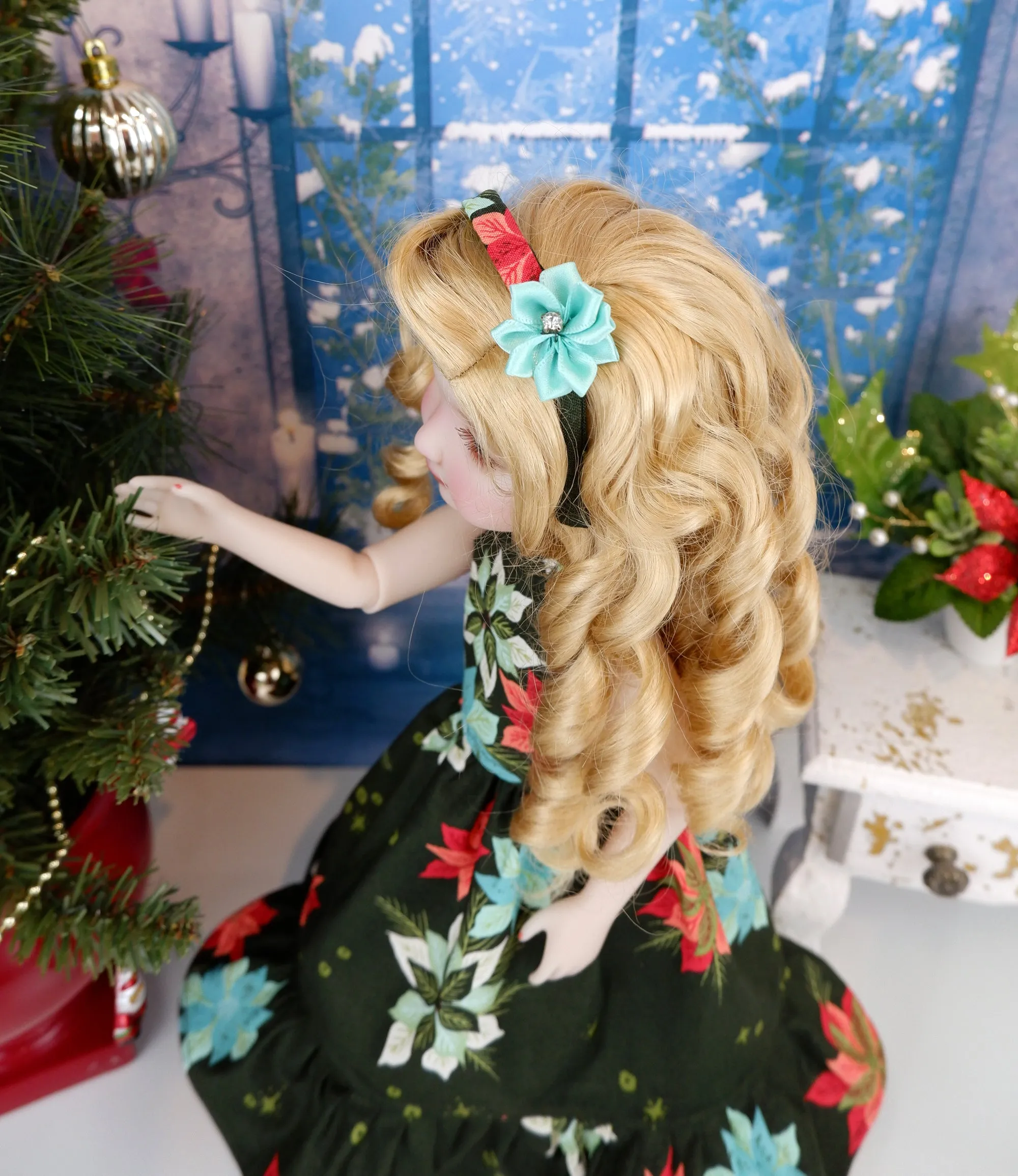 Charming Poinsettias - dress with shoes for Ruby Red Fashion Friends doll