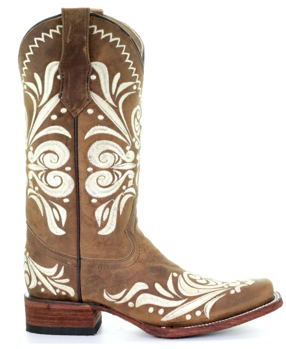 CIRCLE G WOMENS EMBROIDERY WESTERN SQUARE TOE BOOTS STYLE L5409