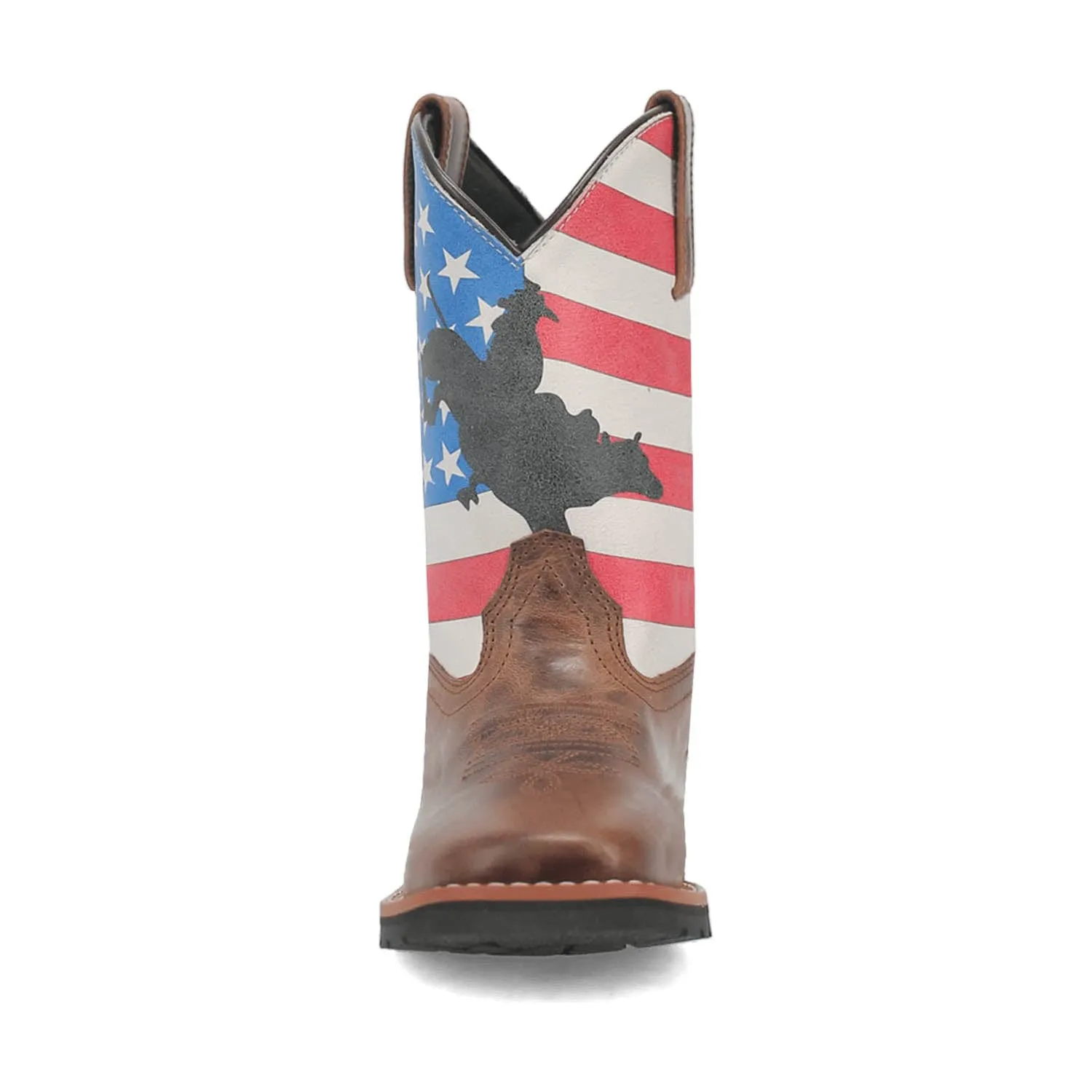 Dan Post Kids Unisex Buck Brown/Flag Leather Cowboy Boots