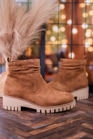 Dashing Slouched Ankle Boots in Tan FINAL SALE