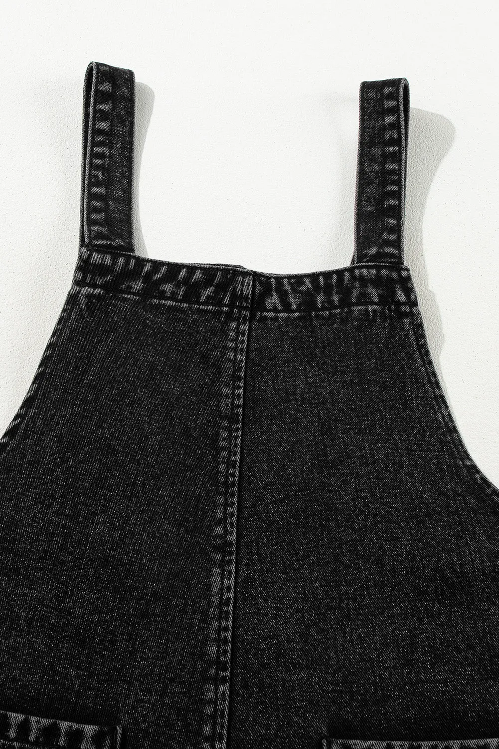 Distressed Bib Pocket Wide Leg Denim Overall