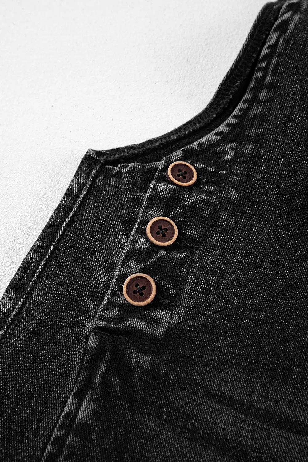 Distressed Bib Pocket Wide Leg Denim Overall