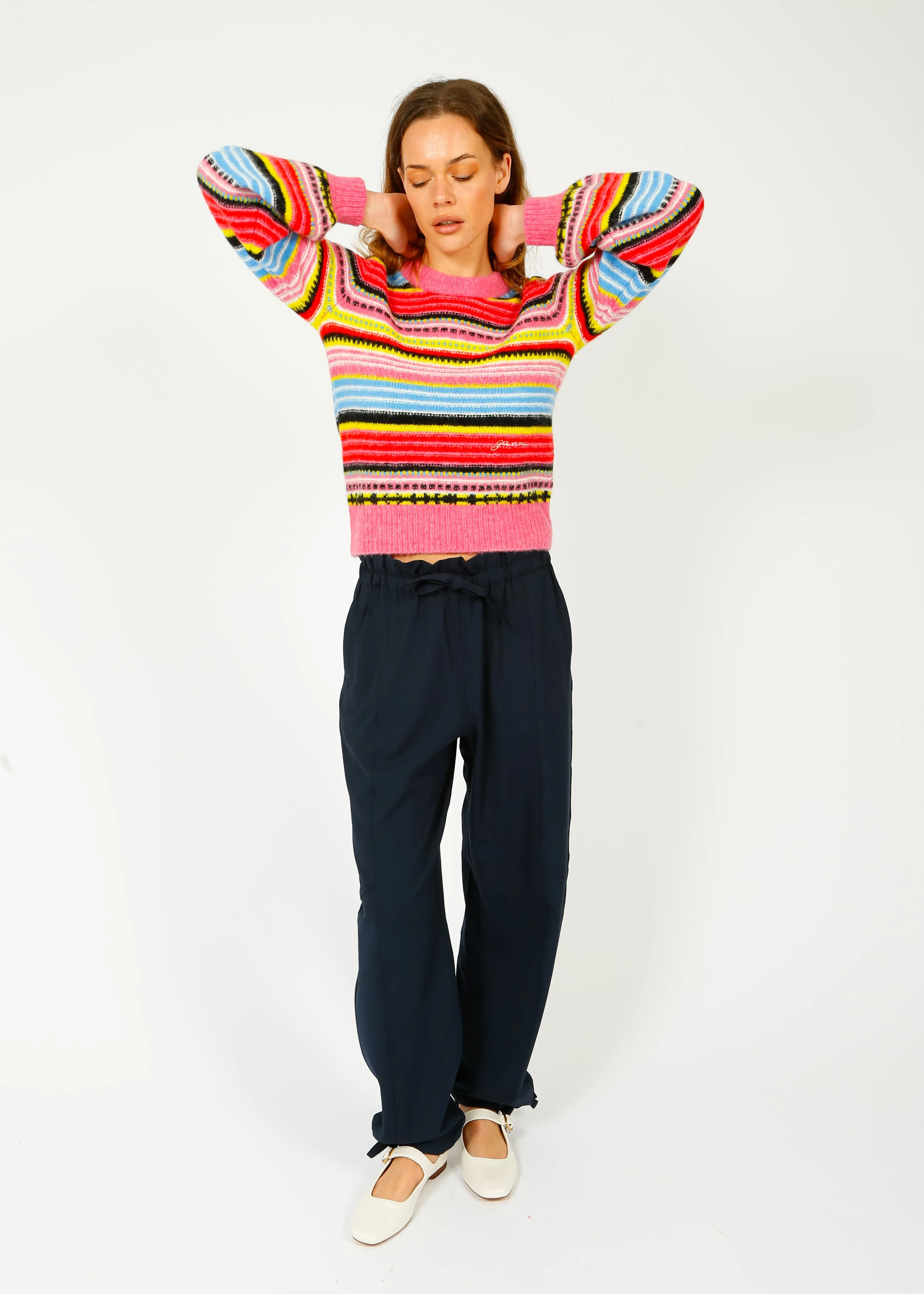 GANNI F9141 Elasticated Waist Pant in Sky Captain