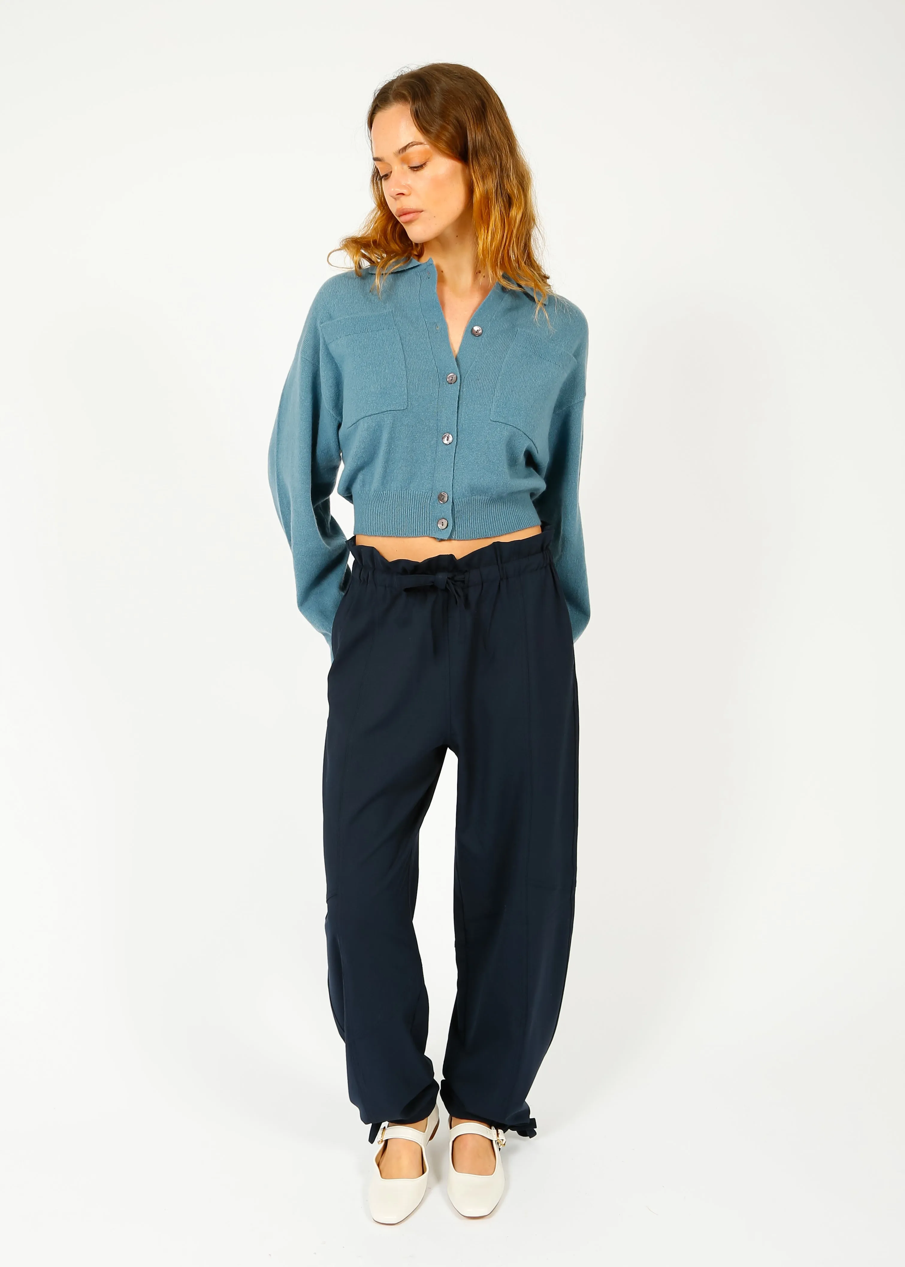 GANNI F9141 Elasticated Waist Pant in Sky Captain