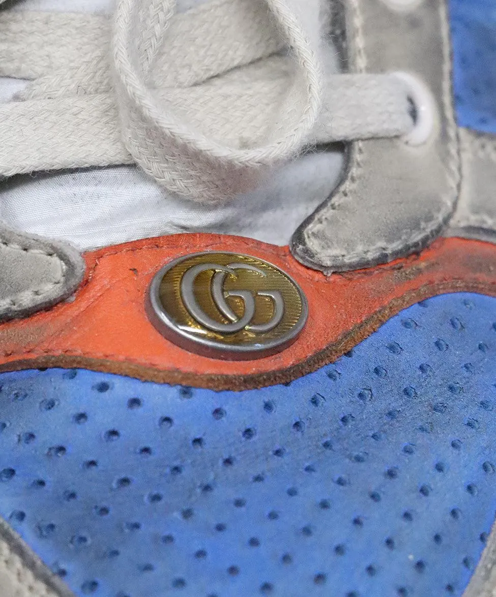 Gucci Blue & Orange Distressed Sneakers sz 12