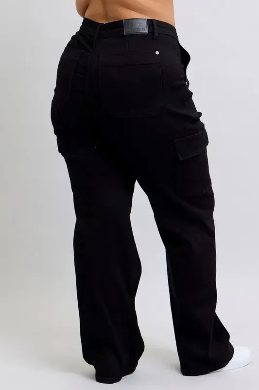 Judy Blue Full Size High Waist Cargo Wide Leg Jeans Plus Size