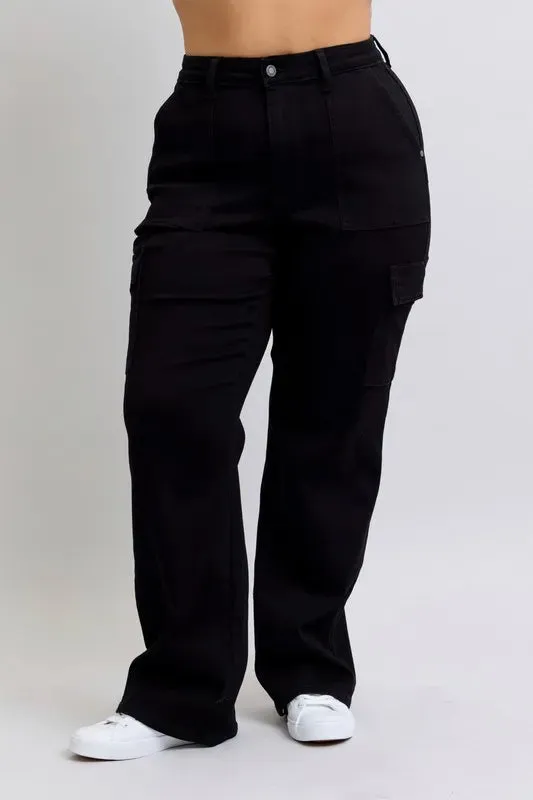 Judy Blue Full Size High Waist Cargo Wide Leg Jeans Plus Size