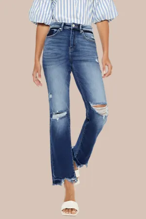 Kancan High Rise Distressed Slim Straight Jeans