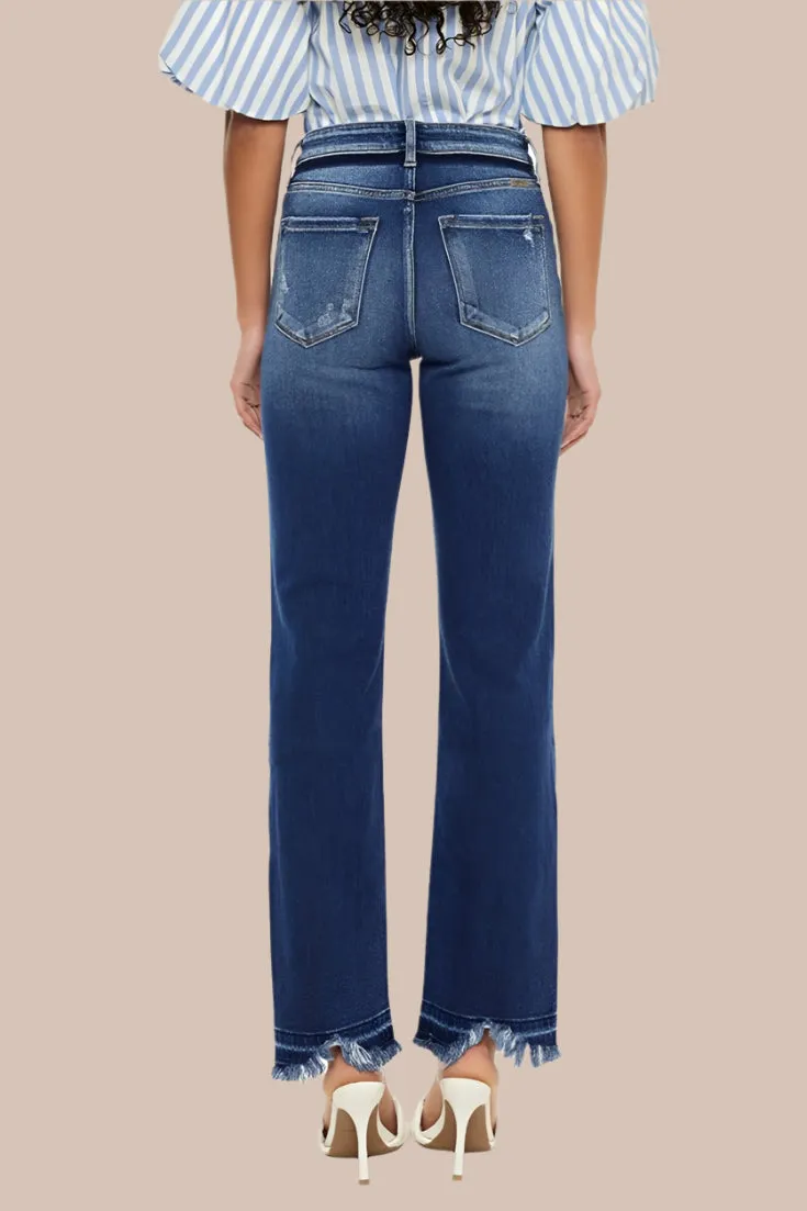 Kancan High Rise Distressed Slim Straight Jeans