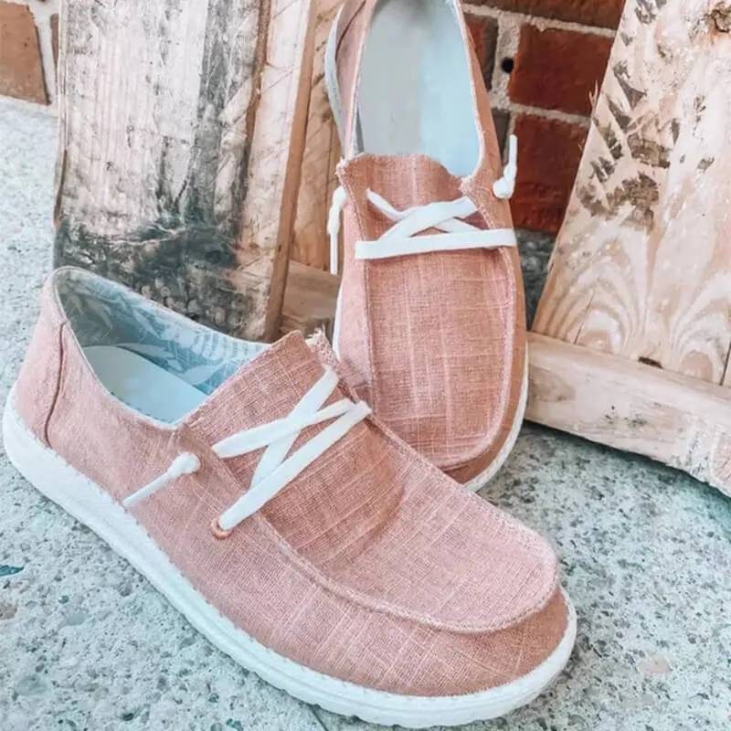 Kvinnors Canvas Lace-Up Loafers
