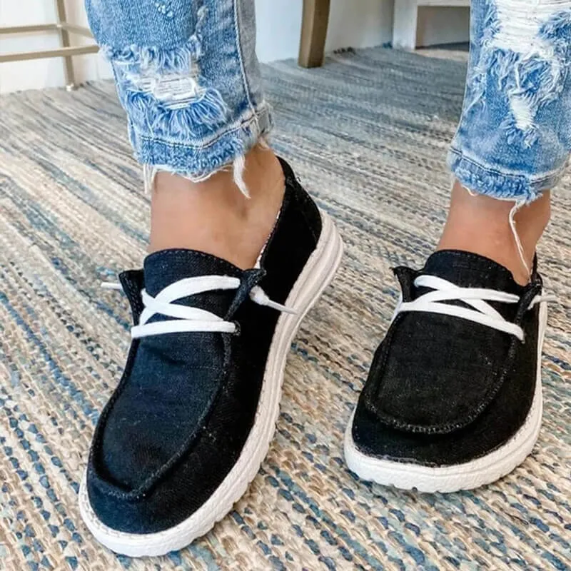 Kvinnors Canvas Lace-Up Loafers