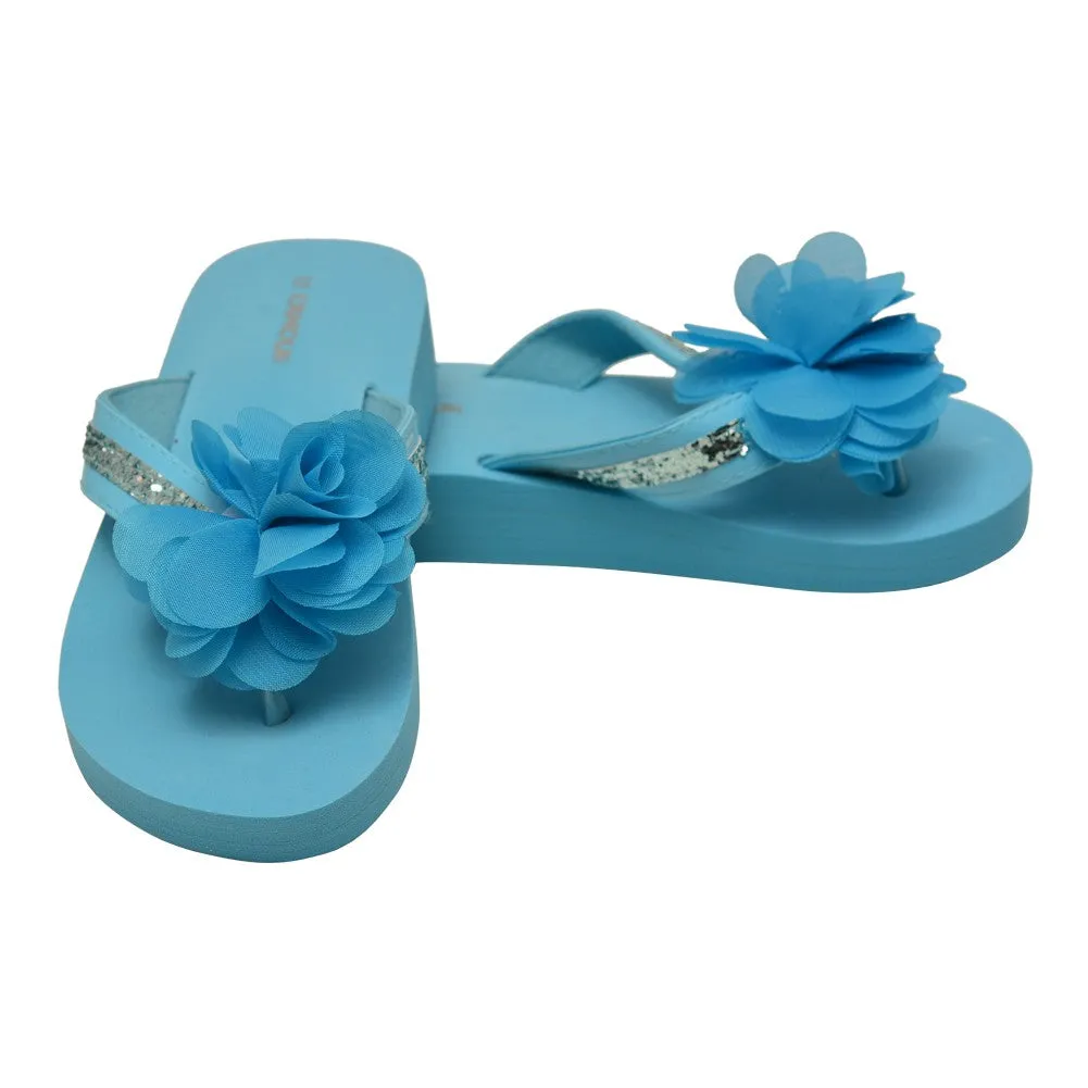 Little Girls Blue Sequin Eva Foam Sandals 11-4 Kids