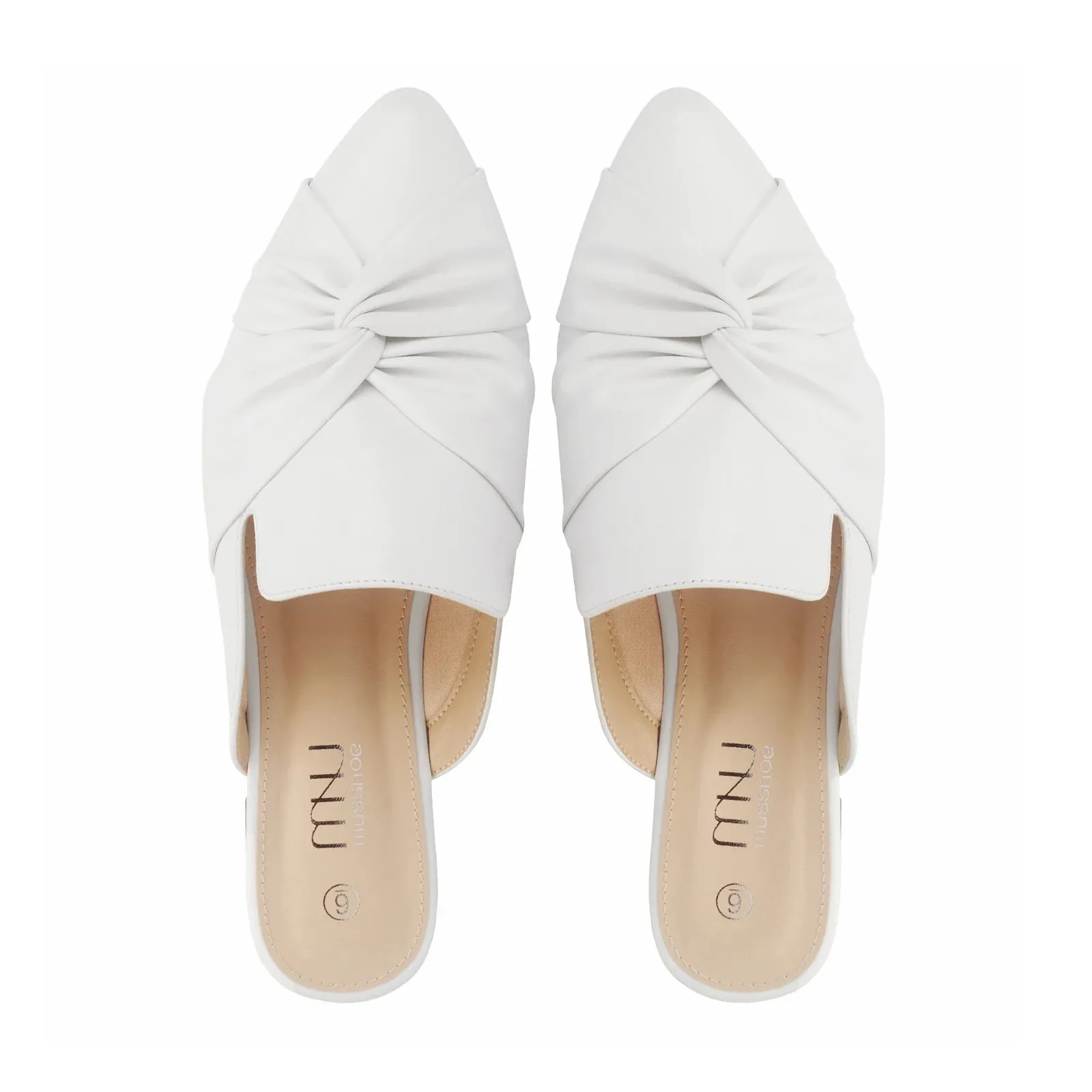 MUSSHOE Mules for Women Comfortable Pointed Toe Slip on Flats Shoes Slip On Loafers with Knot All the Season Loafers Mule Shoes