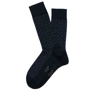 Navy Tailor Dots Mousse of Modal Mid-Calf Socks - Marcoliani