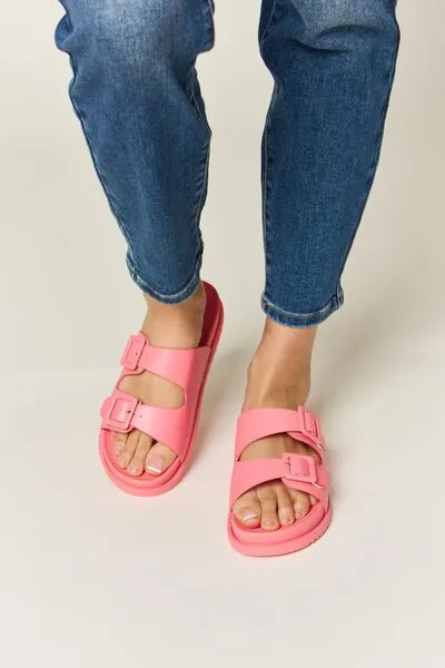 Perfectly Pink Double Buckle Open Toe Sandals