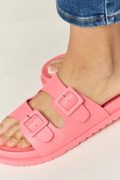Perfectly Pink Double Buckle Open Toe Sandals