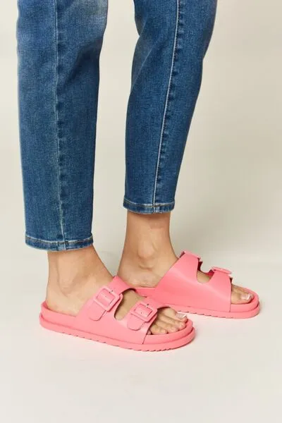 Perfectly Pink Double Buckle Open Toe Sandals