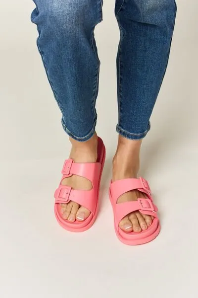 Perfectly Pink Double Buckle Open Toe Sandals
