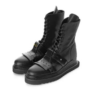 SHR XOXO Paper Game black leather lace-up booties