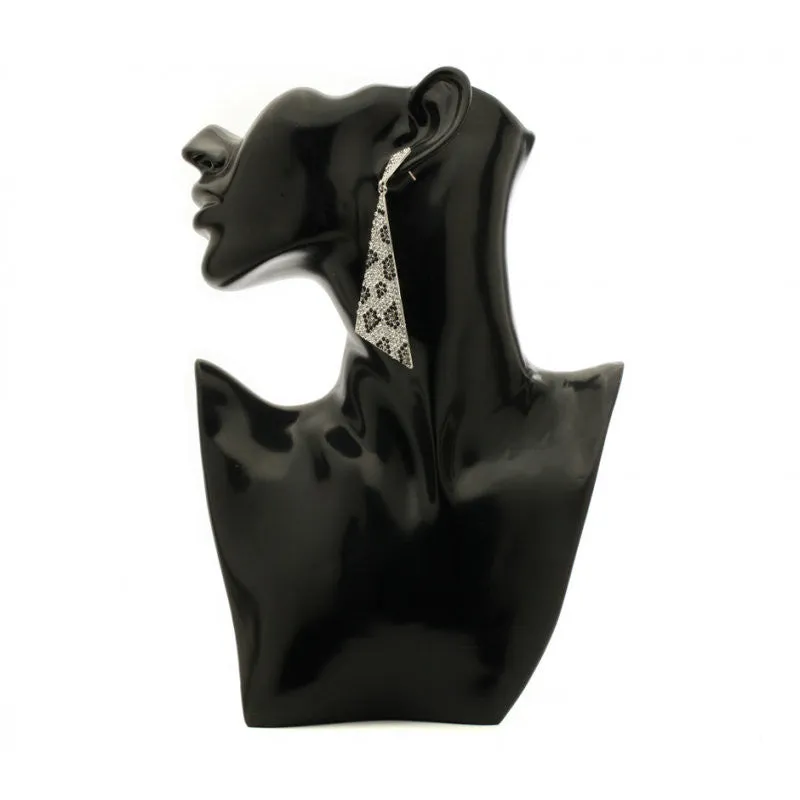 Silver Leopard Diamante Drop Earrings