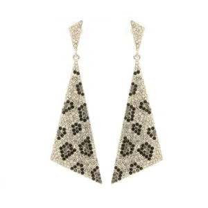 Silver Leopard Diamante Drop Earrings