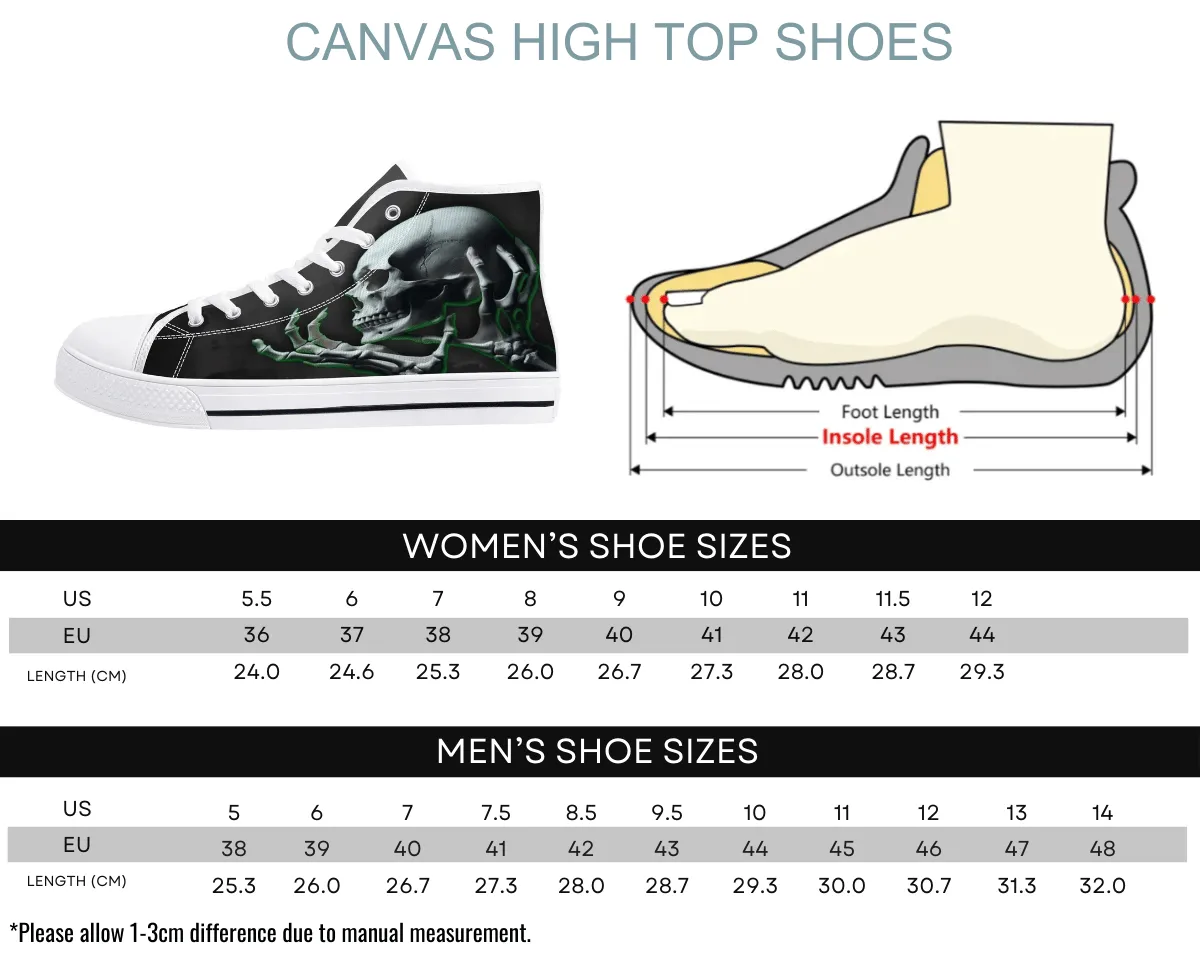 Skull and Skeleton Hands High Tops