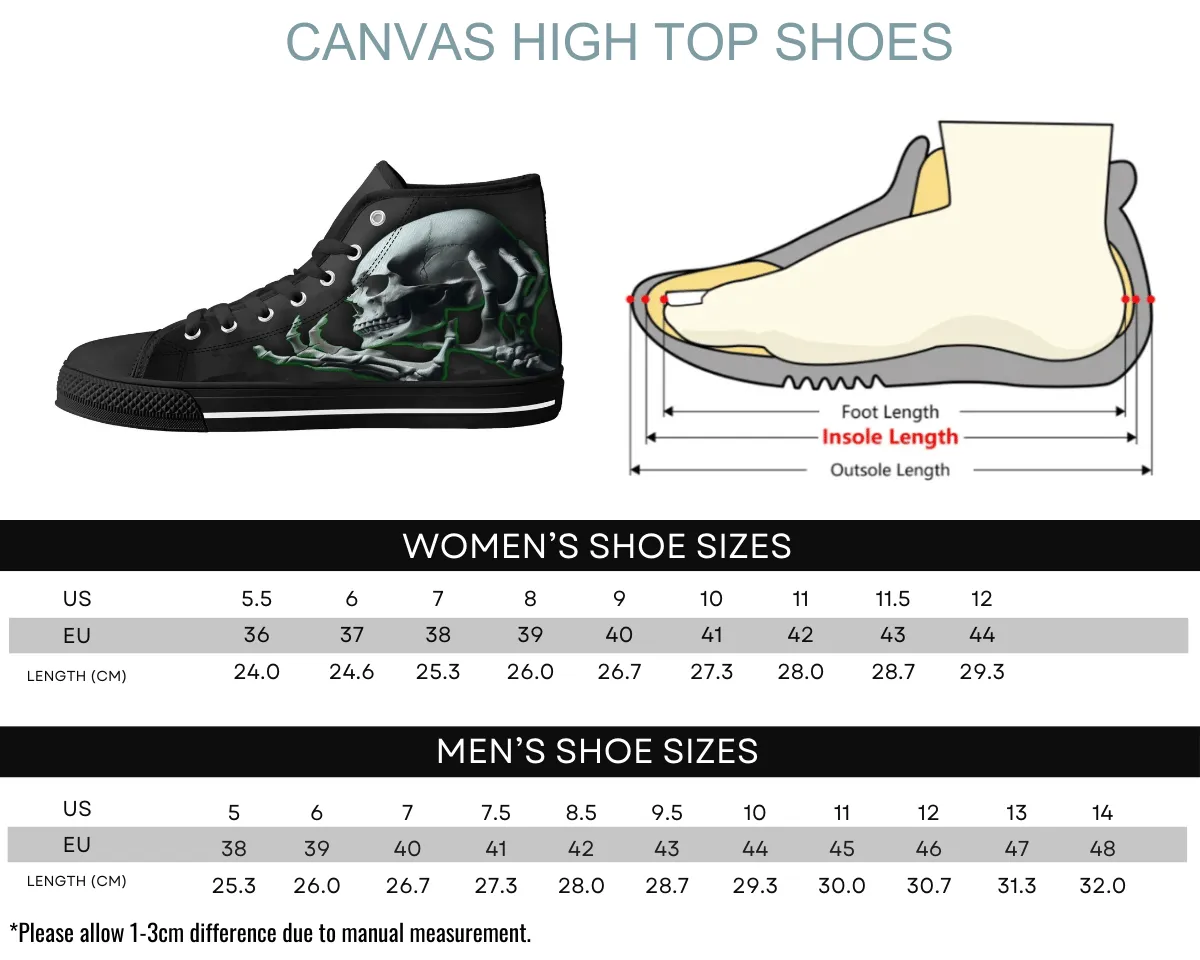 Skull and Skeleton Hands High Tops