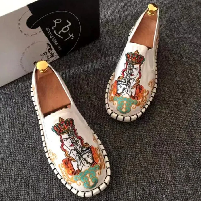 Tang Monk Embroidery Traditional Chinese Causal Shoes Loafers