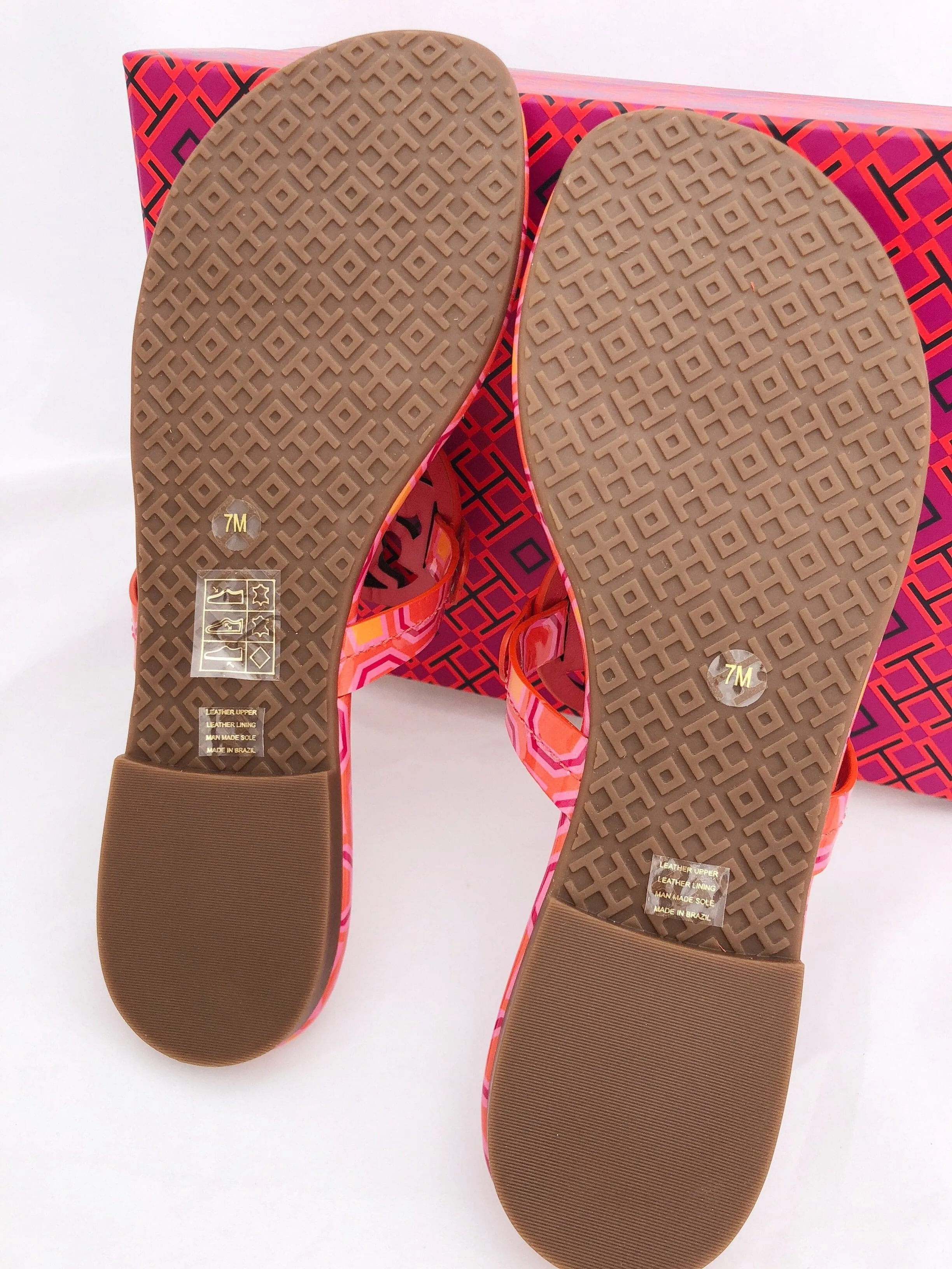 Tory Burch Miller Sandals Flip Flop Orange Coral Pink 7