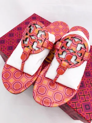 Tory Burch Miller Sandals Flip Flop Orange Coral Pink 7