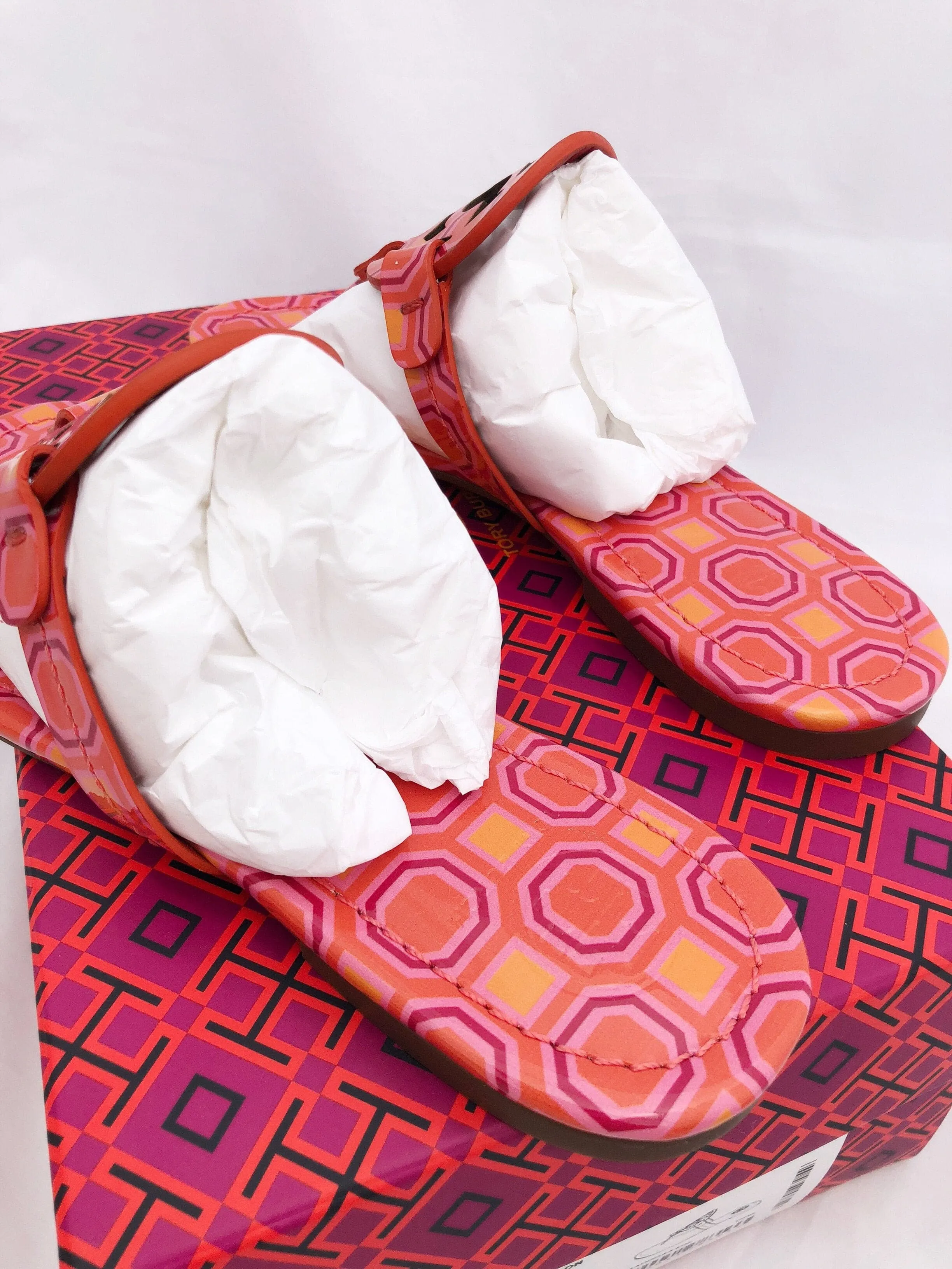 Tory Burch Miller Sandals Flip Flop Orange Coral Pink 7